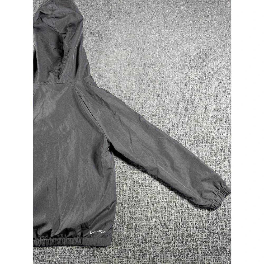Nike Kids Dri-FIT Full Zip Windbreaker Jacket Gray Hooded Size 7 6-7YRS